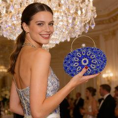 Blue Rhinestone Clutch Purses