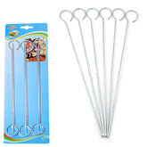 6 Pack Metal BBQ Skewers Kebab Sticks 25cm