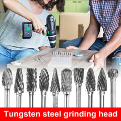 10 pcs Rotary Burr Bit Tungsten Carbide Point Die Grinder Shank Carving Set Tools