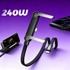 2 in 1 Invisible Holder 240W 1.5m USB C to C Data Cable Foldable Phone Stand Fast Charging Cable for iPhone 15/16/17 Xiaomi Huawei Honor Samsung