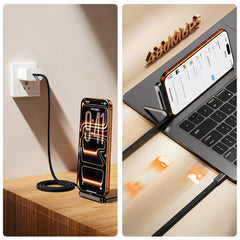 2 in 1 Invisible Holder 240W 1.5m USB C to C Data Cable Foldable Phone Stand Fast Charging Cable for iPhone 15/16/17 Xiaomi Huawei Honor Samsung