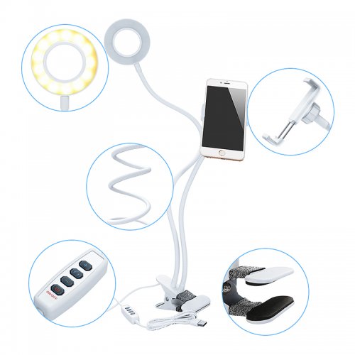 Selfie LED Light Ring with Phone Holder Stand Clip