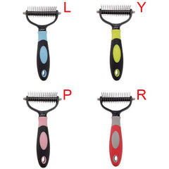 16 Teeth Double Sided Pet Cat Dog Hair Fur Shedding Trimmer Grooming - Pink