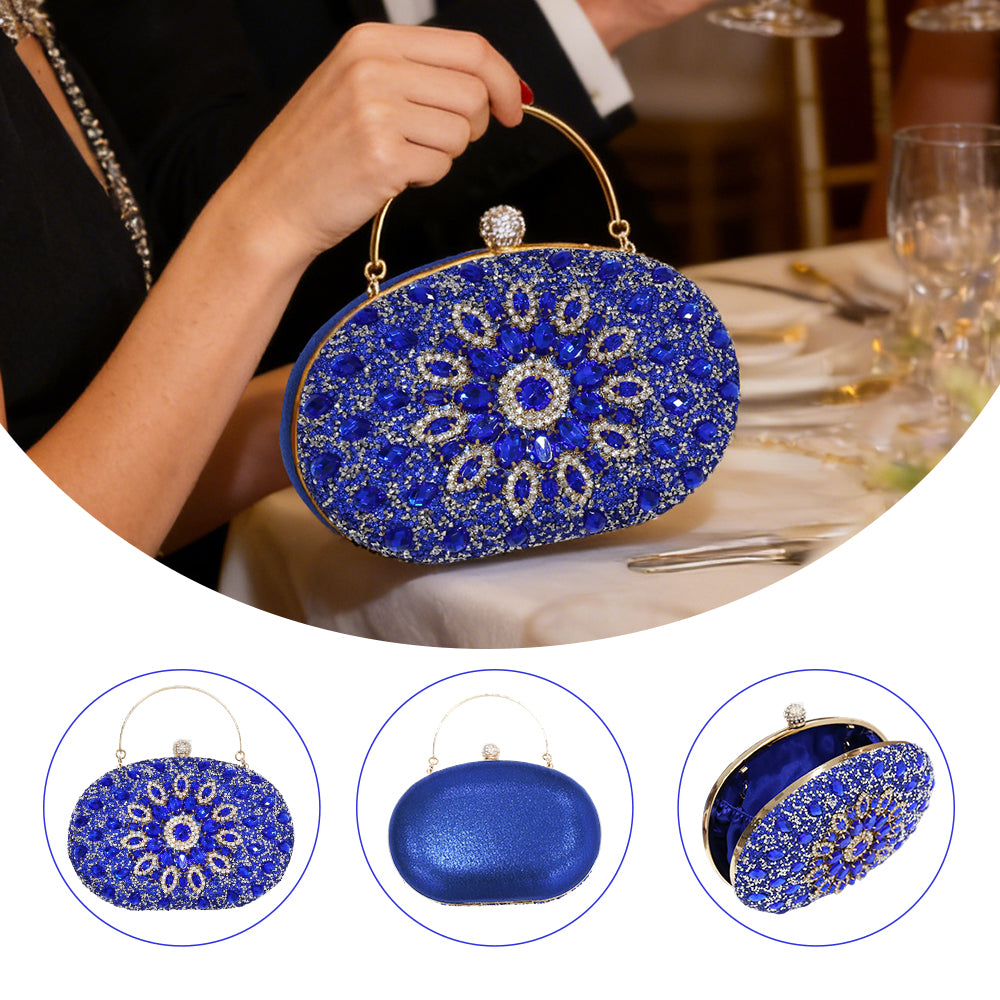 Blue Rhinestone Clutch Purses