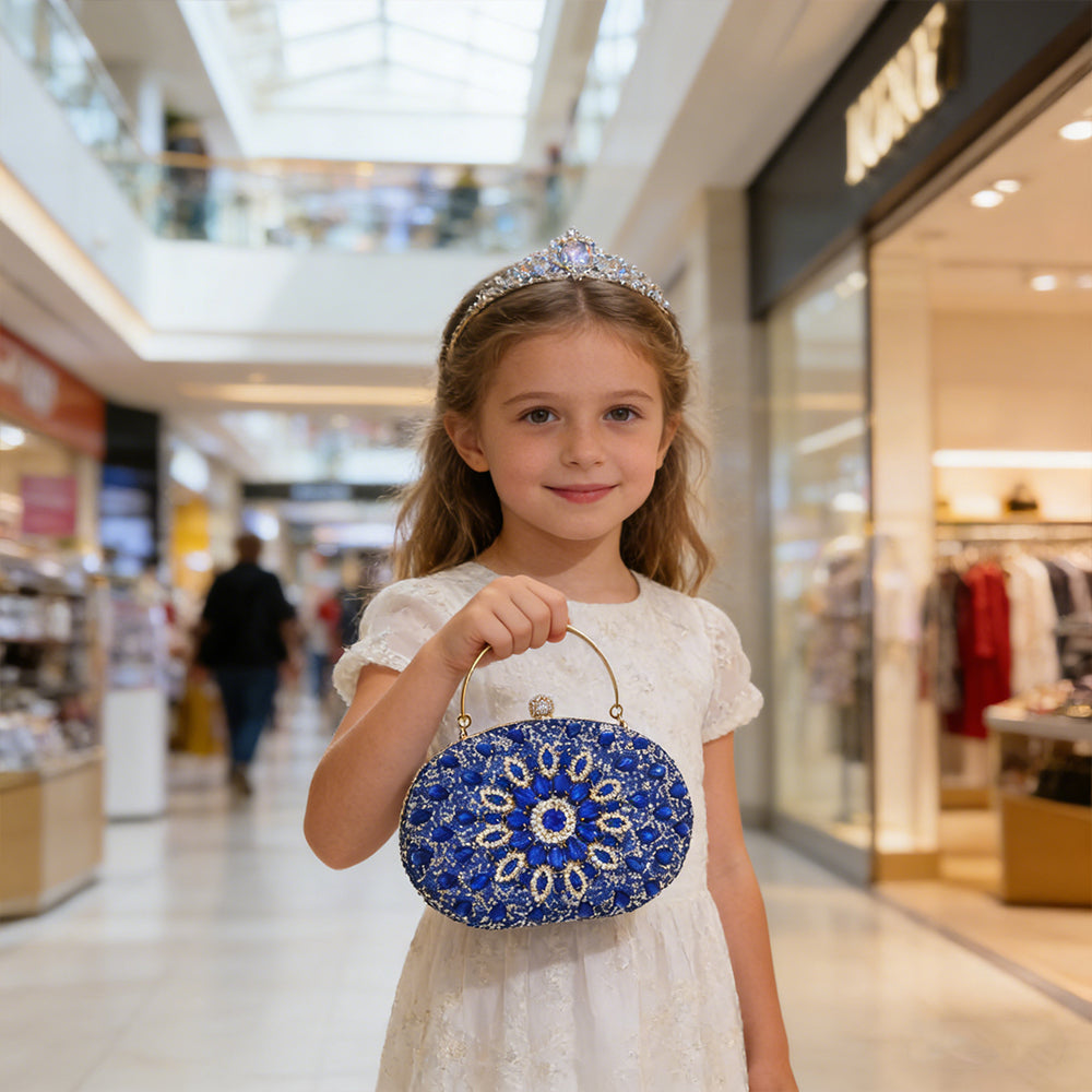 Blue Rhinestone Clutch Purses