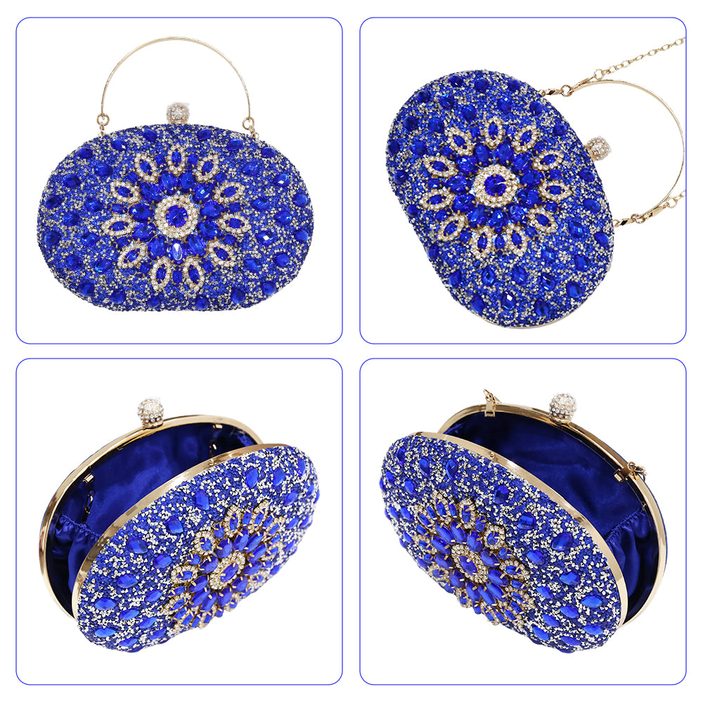 Blue Rhinestone Clutch Purses