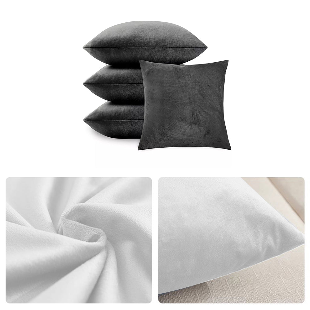 4 Pack Velvet Cushion Cover Square Pillow Decor Bed Sofa